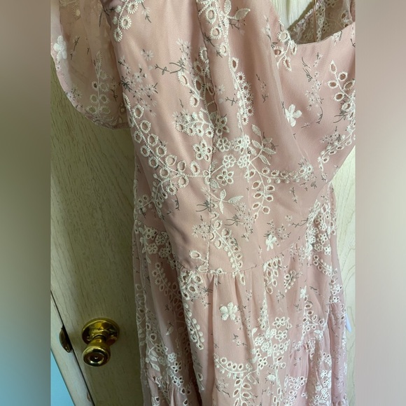 Dress the Population Women's River Fit & Flare Midi Dress Blush Multi Eyelet XXL - Picture 5 of 16